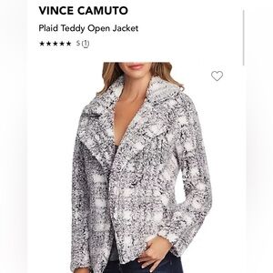 Vince Camuto Plaid Teddy open jacket
